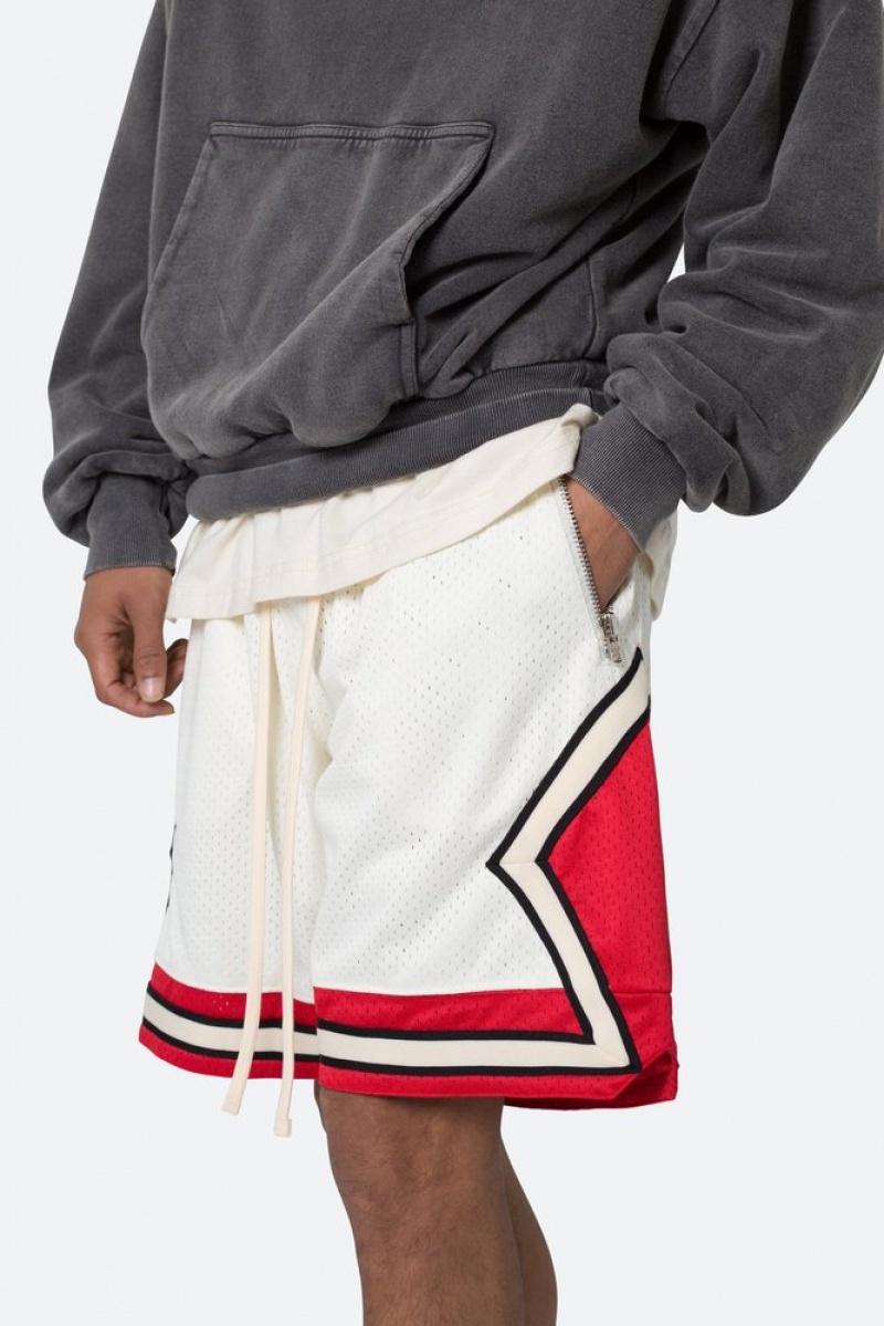 Short Mnml Classiche Basketball Shorts White/Red Homme | WMF-4107035