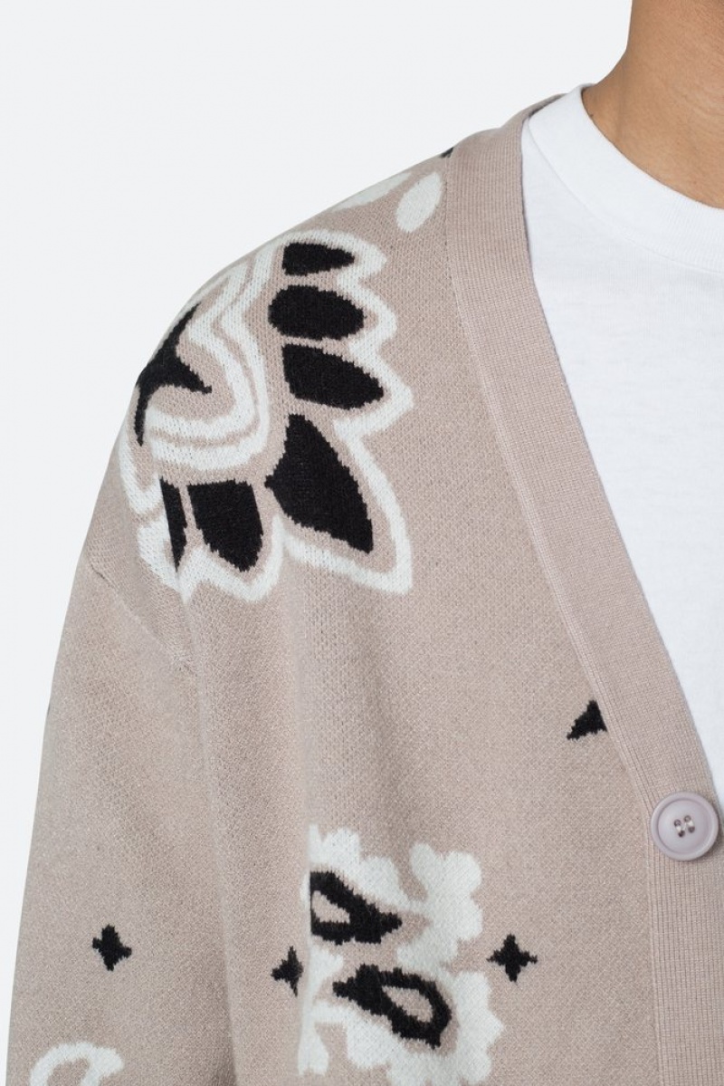 Sweats Mnml Paisley Cardigan Pull Taupe  | UBL-8010145