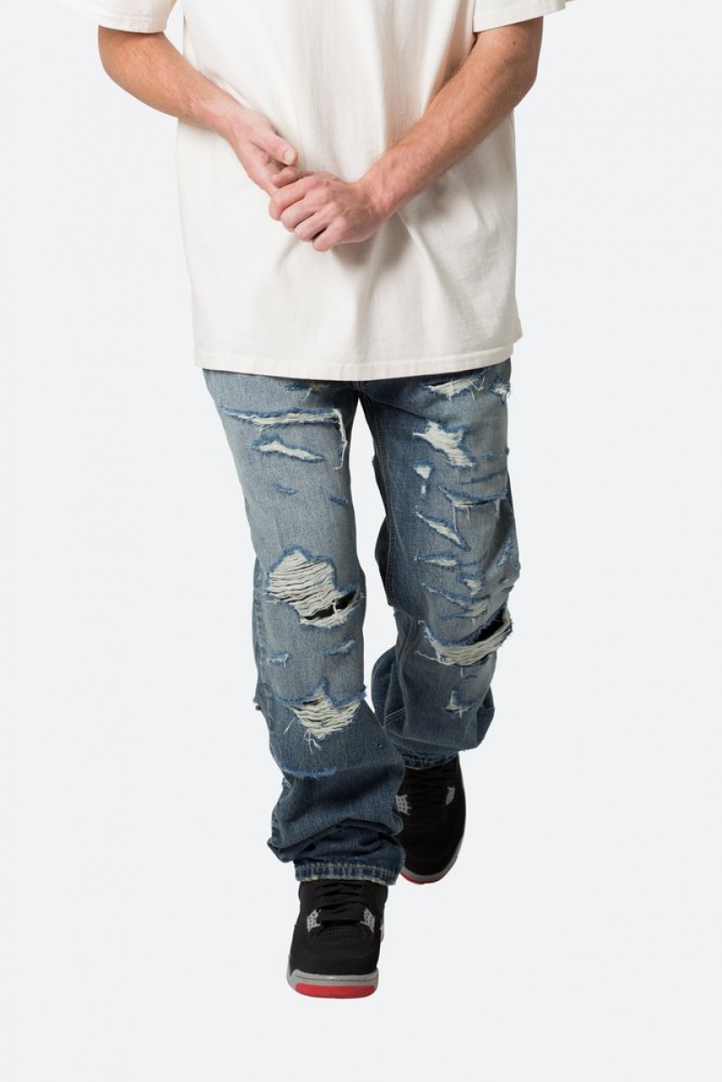 Baggy Denim Mnml V567 Baggy Destroyed Denim Bleu  | LJU-3199741