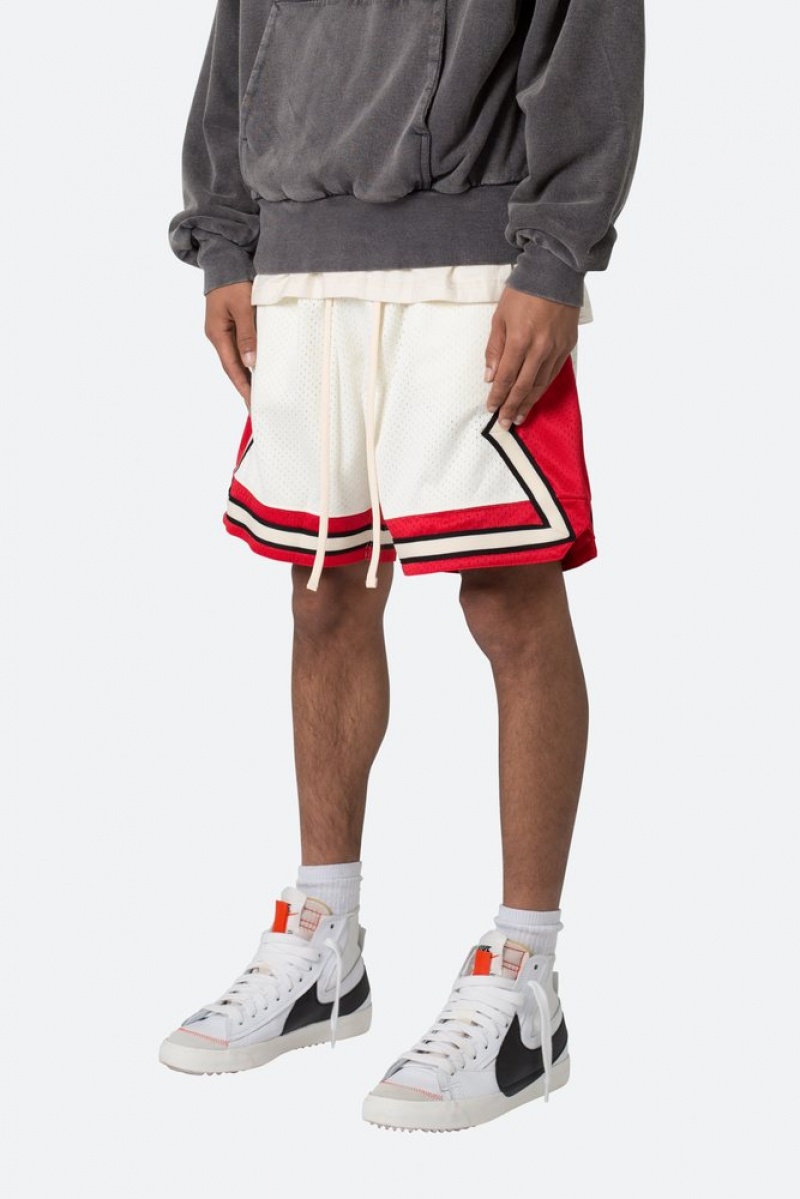 Short Mnml Classiche Basketball Shorts White/Red Homme | WMF-4107035