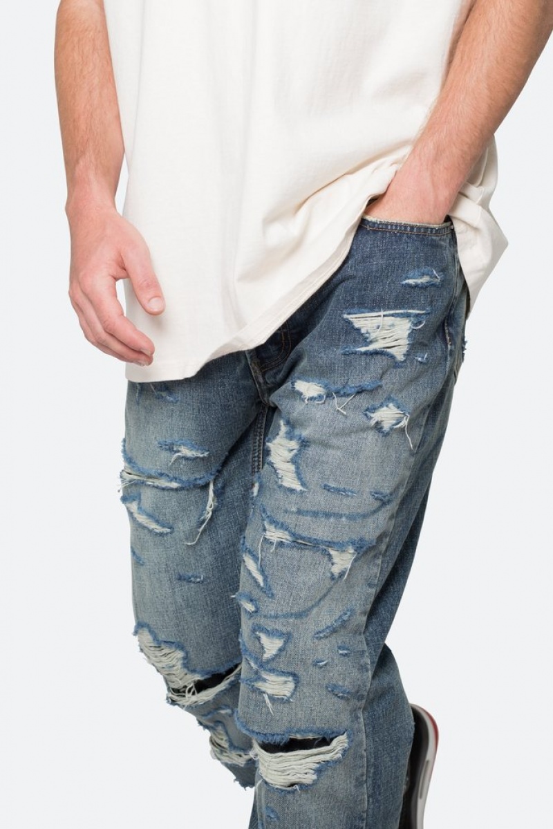 Baggy Denim Mnml V567 Baggy Destroyed Denim Bleu  | LJU-3199741