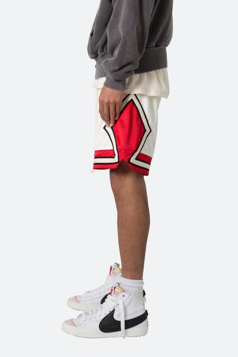 Short Mnml Classiche Basketball Shorts White/Red Homme | WMF-4107035