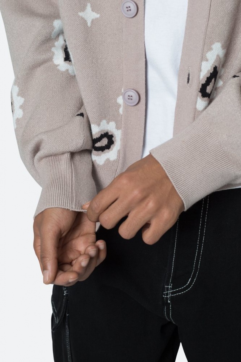 Sweats Mnml Paisley Cardigan Pull Taupe  | UBL-8010145