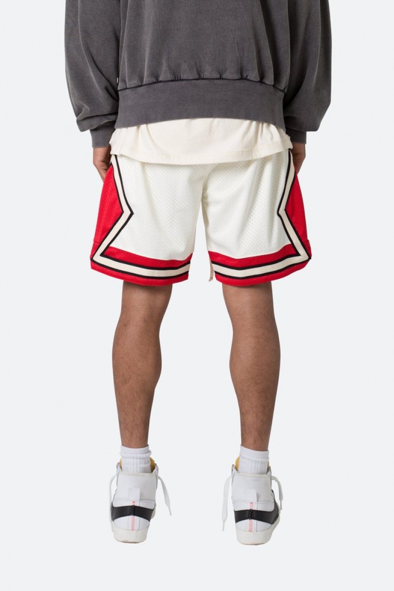 Short Mnml Classiche Basketball Shorts White/Red Homme | WMF-4107035