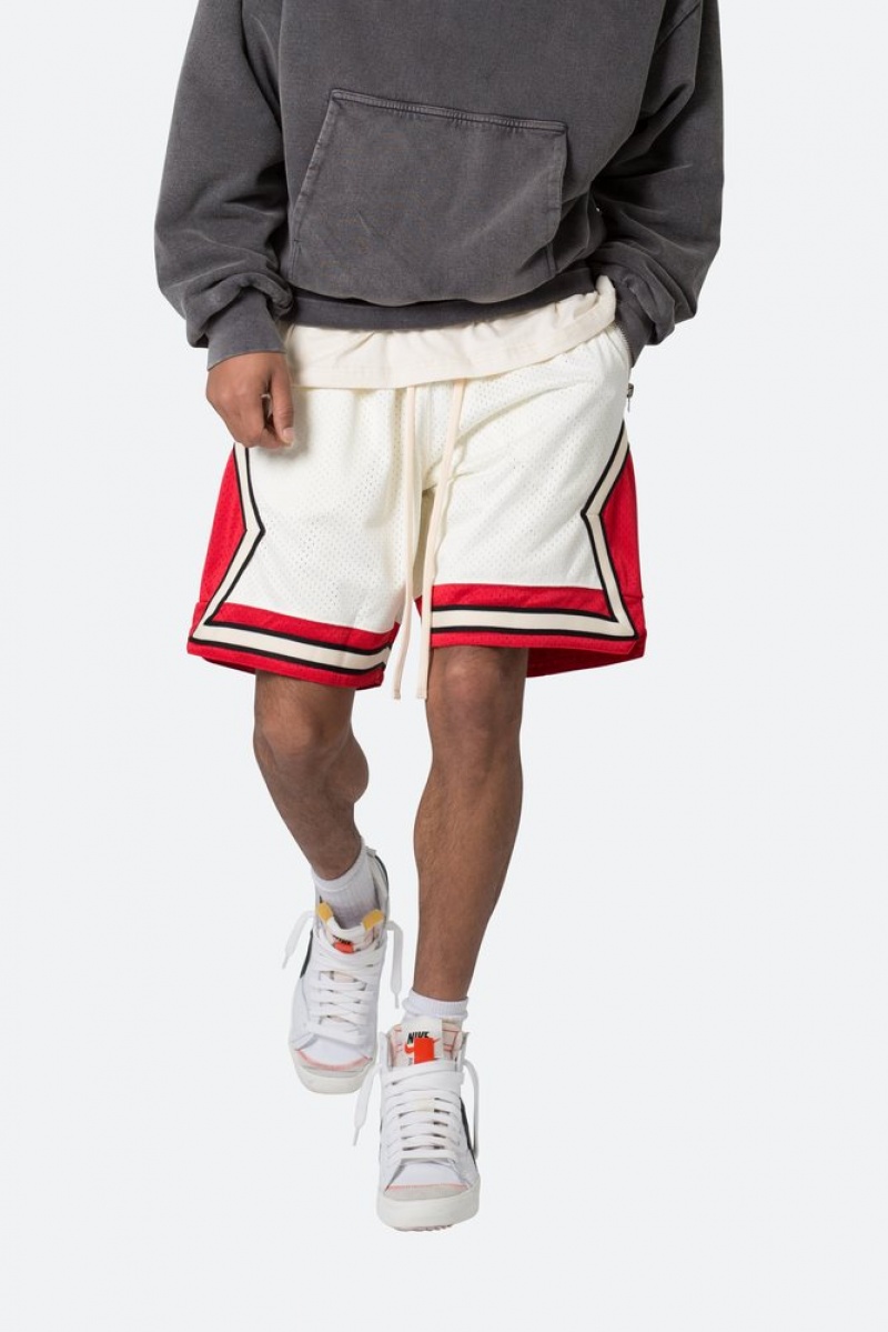 Short Mnml Classiche Basketball Shorts White/Red Homme | WMF-4107035