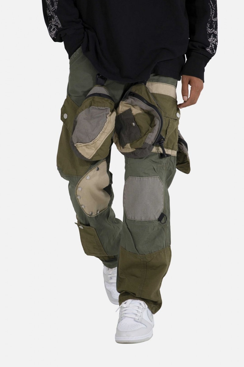 Cargos Mnml Patchwork Cargo Pants Vert Olive Homme | MVU-4518205