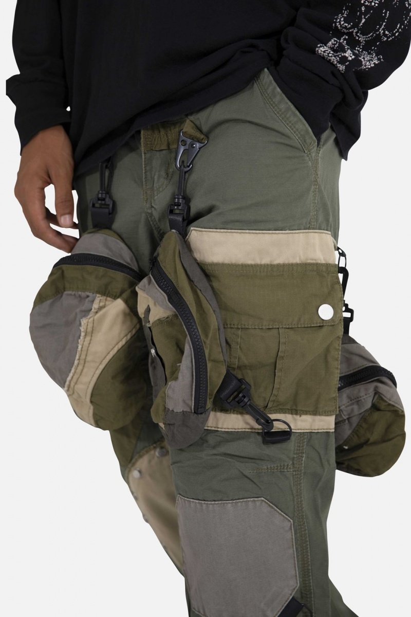 Cargos Mnml Patchwork Cargo Pants Vert Olive Homme | MVU-4518205