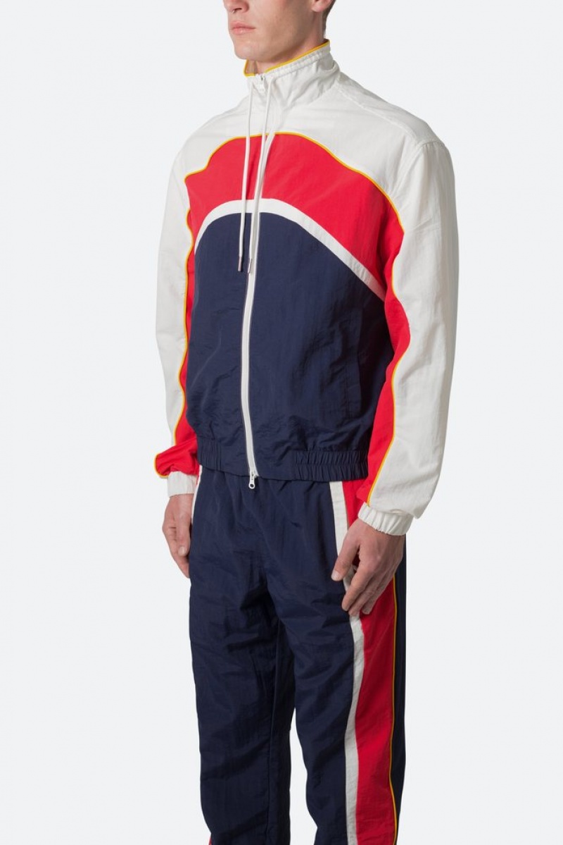 Vestes Mnml Nylon Collared Piste Jacket Red/White/Blue  | ZXJ-6681475