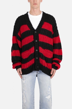 Sweats Mnml Big Stripe Cardigan Black/Red Homme | EJZ-4740056