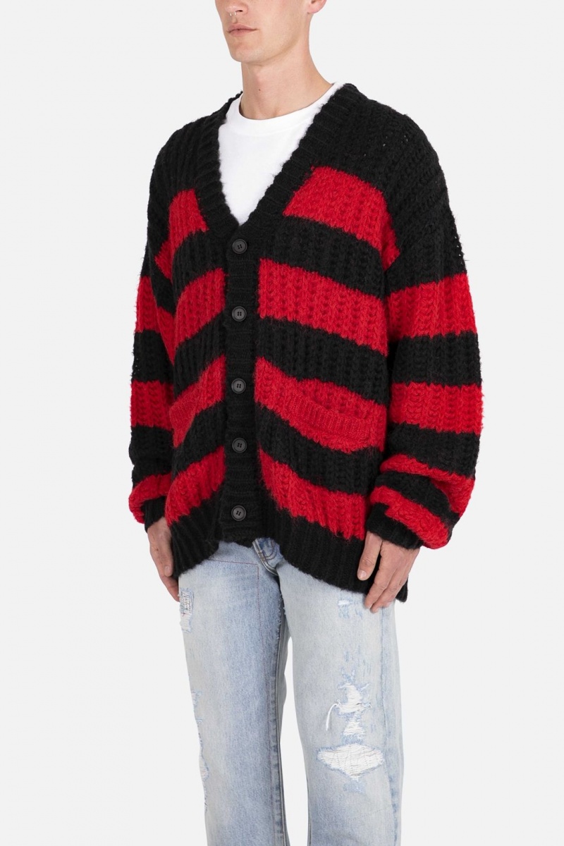 Sweats Mnml Big Stripe Cardigan Black/Red Homme | EJZ-4740056