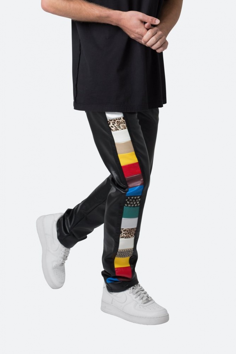 Pants & Chinos Mnml D526 Color Block Cuir Pants Multi  | FDP-4063639