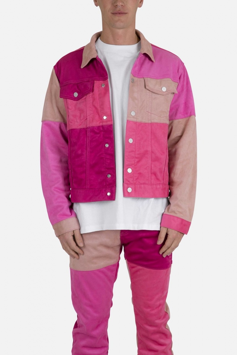 Vestes Mnml Patchwork Daim Trucker Rose Homme | DZF-9561967