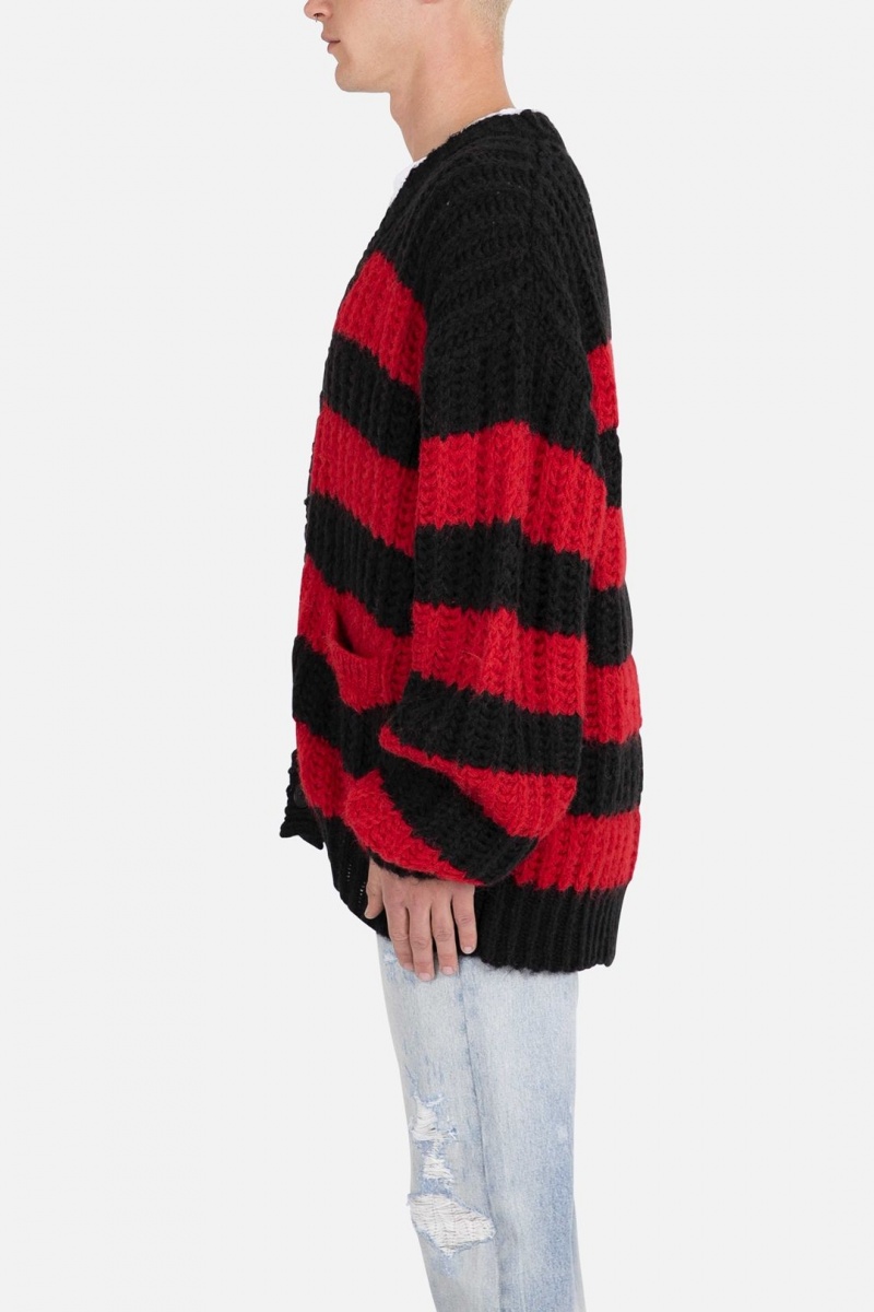 Sweats Mnml Big Stripe Cardigan Black/Red Homme | EJZ-4740056