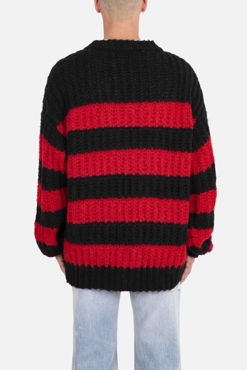 Sweats Mnml Big Stripe Cardigan Black/Red Homme | EJZ-4740056