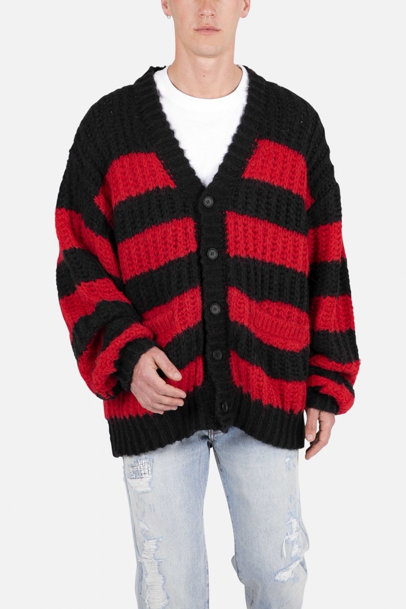 Sweats Mnml Big Stripe Cardigan Black/Red Homme | EJZ-4740056