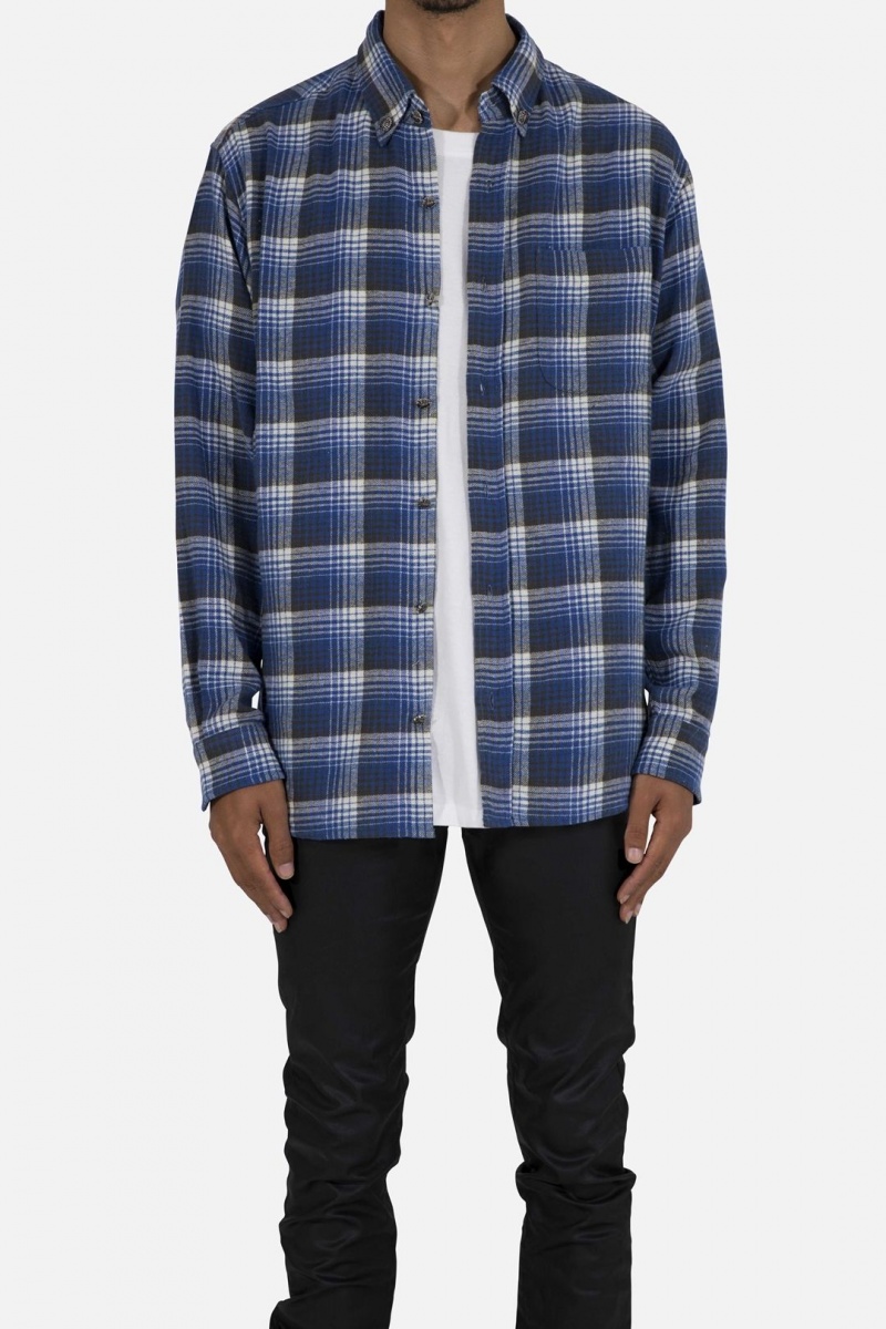 Chemises Mnml Scorpion Vintage Flannel Blue/White Homme | FUT-8465888