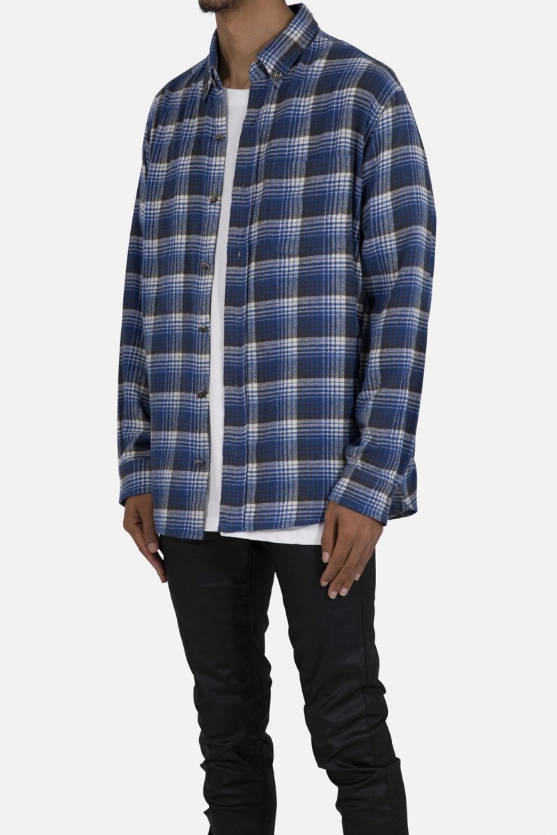 Chemises Mnml Scorpion Vintage Flannel Blue/White Homme | FUT-8465888