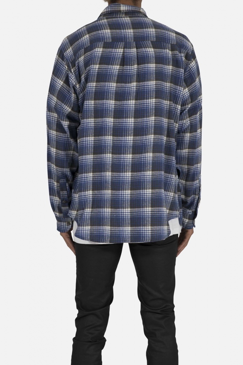 Chemises Mnml Scorpion Vintage Flannel Blue/White Homme | FUT-8465888