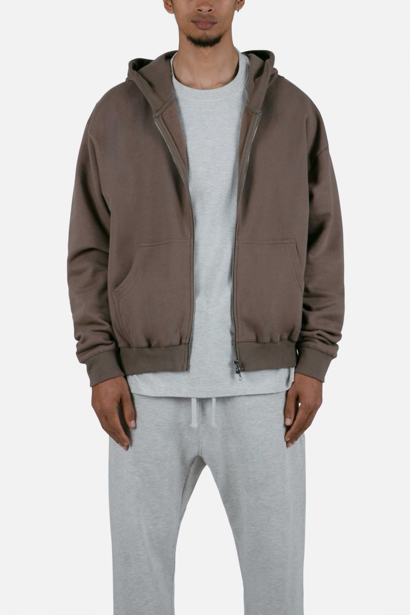 Sweats Mnml Basic Zip Up Hoodie Brindle  | ZLH-3884817