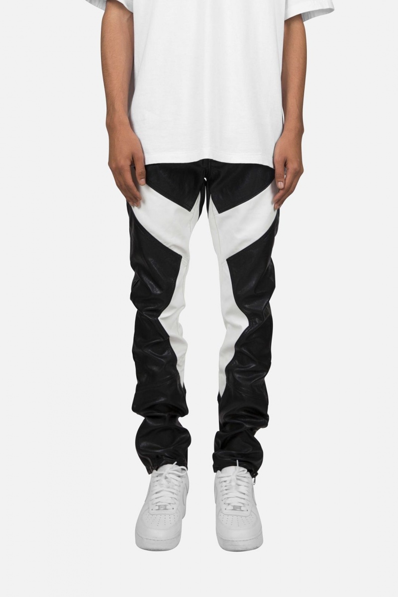 Leather Denim Mnml S192 Cuir Pants Black/White Homme | AUR-3243381