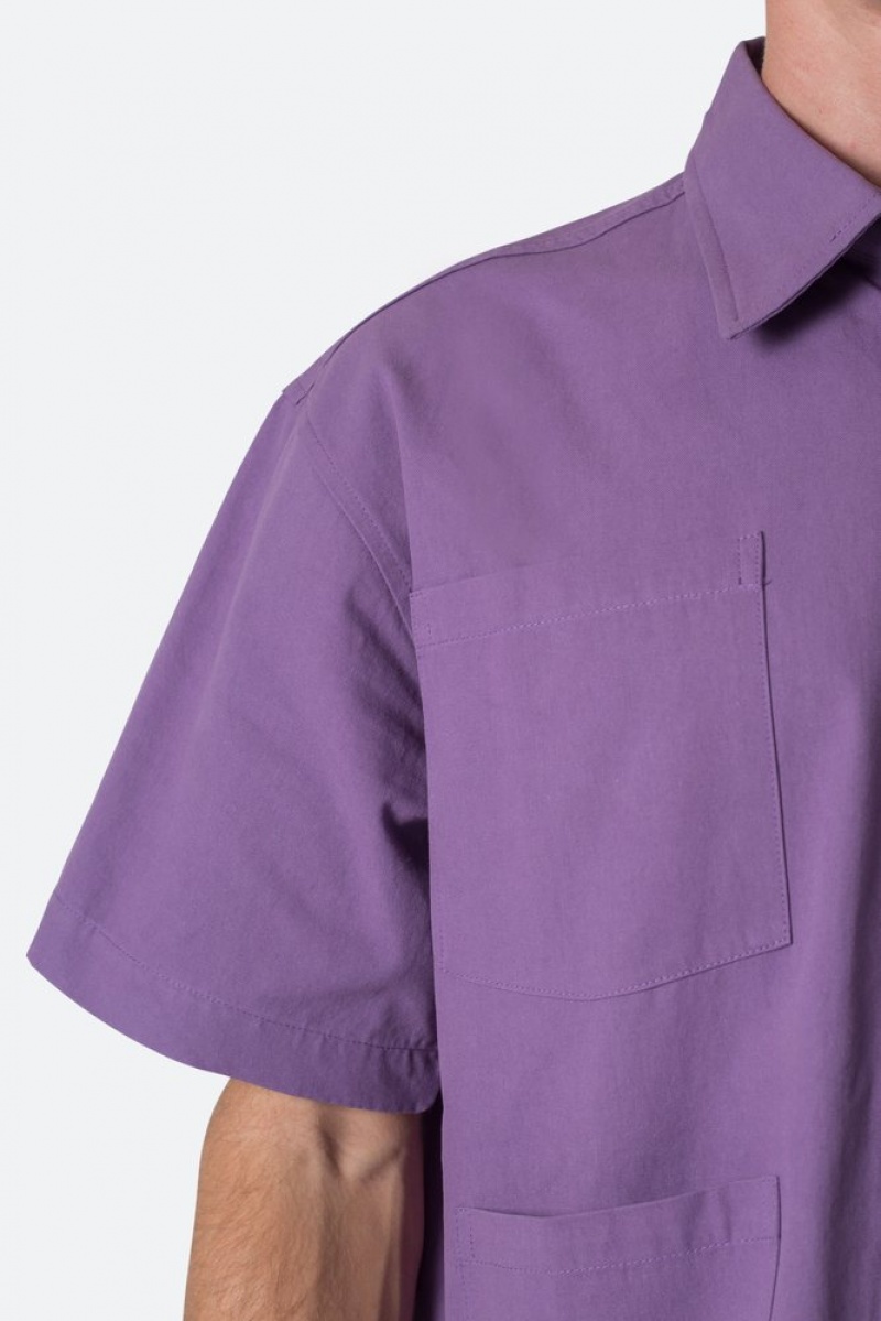 Chemises Mnml Collared Cargo S/S Shirt Violette  | FRE-3973033