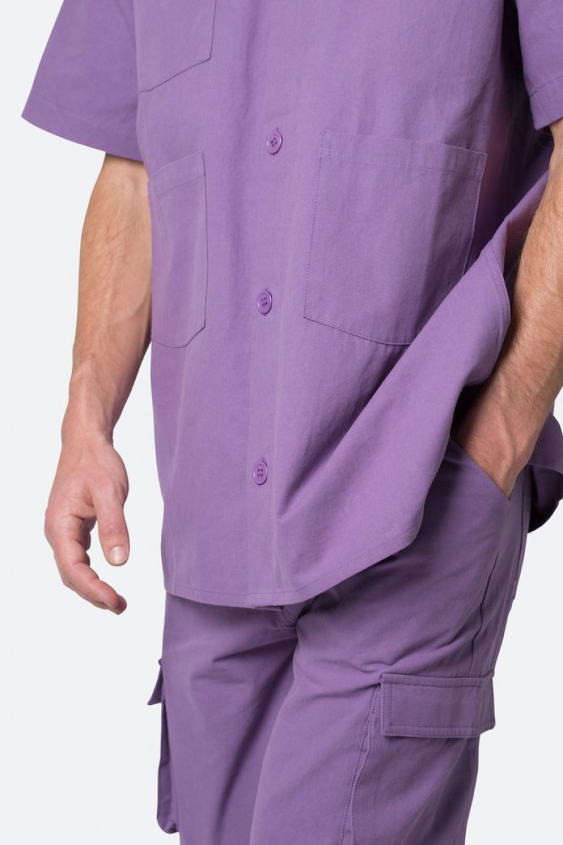 Chemises Mnml Collared Cargo S/S Shirt Violette  | FRE-3973033