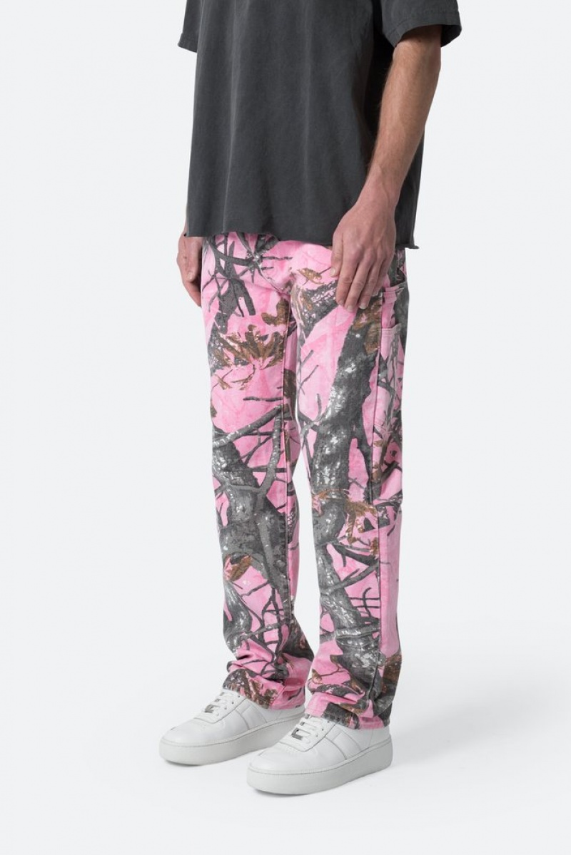 Baggy Denim Mnml V603 Camo Carpenter Pants Rose  | WHC-4971691