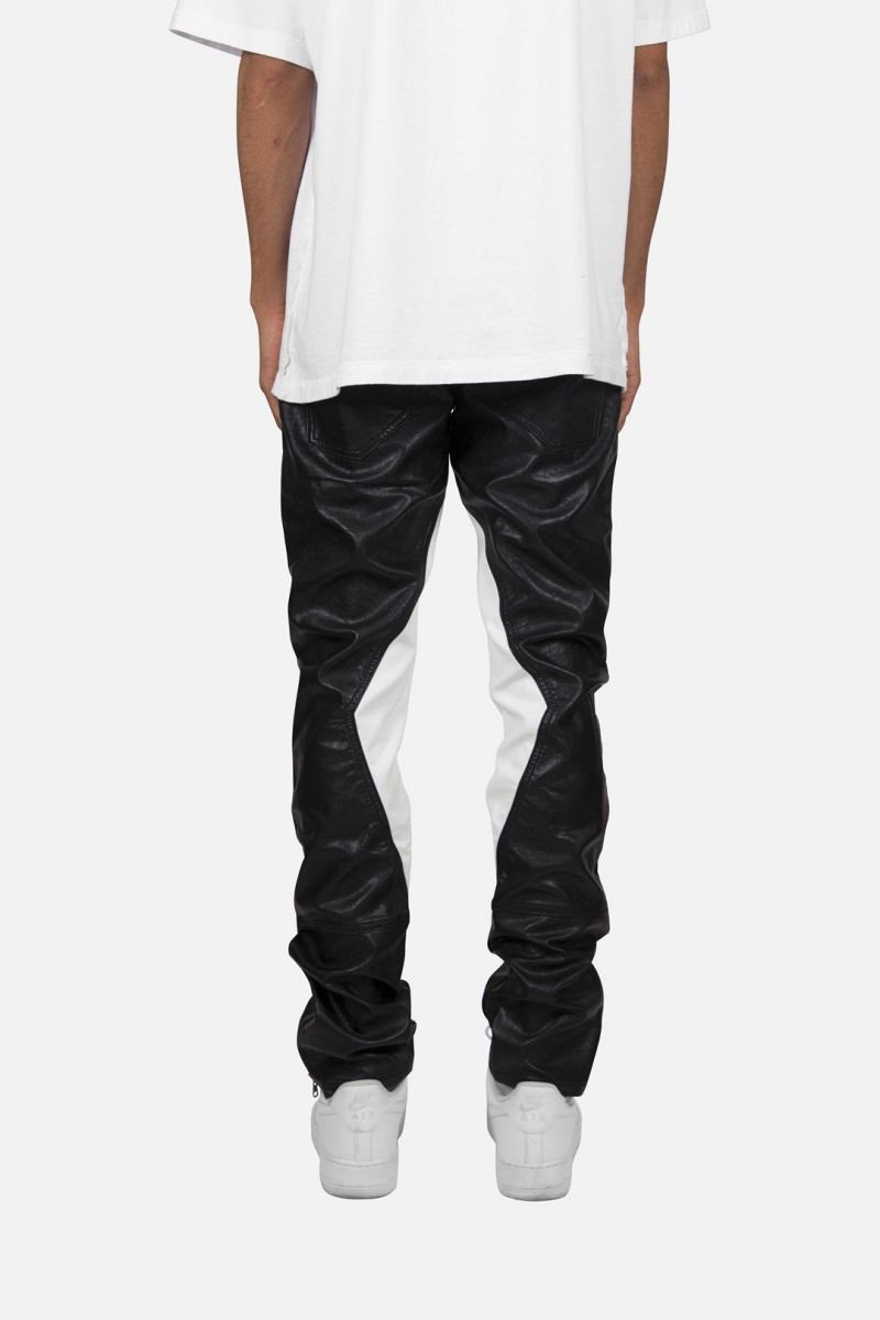 Leather Denim Mnml S192 Cuir Pants Black/White Homme | AUR-3243381