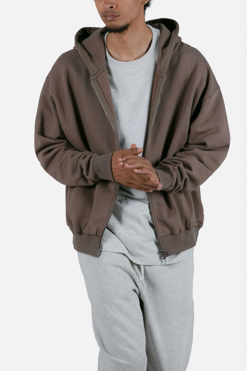 Sweats Mnml Basic Zip Up Hoodie Brindle  | ZLH-3884817