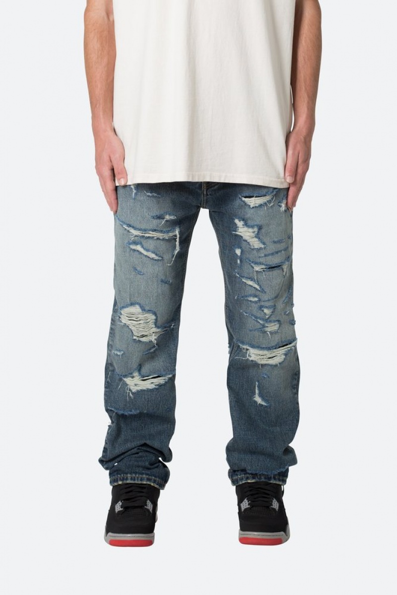 Baggy Denim Mnml V567 Baggy Destroyed Denim Bleu  | LJU-3199741