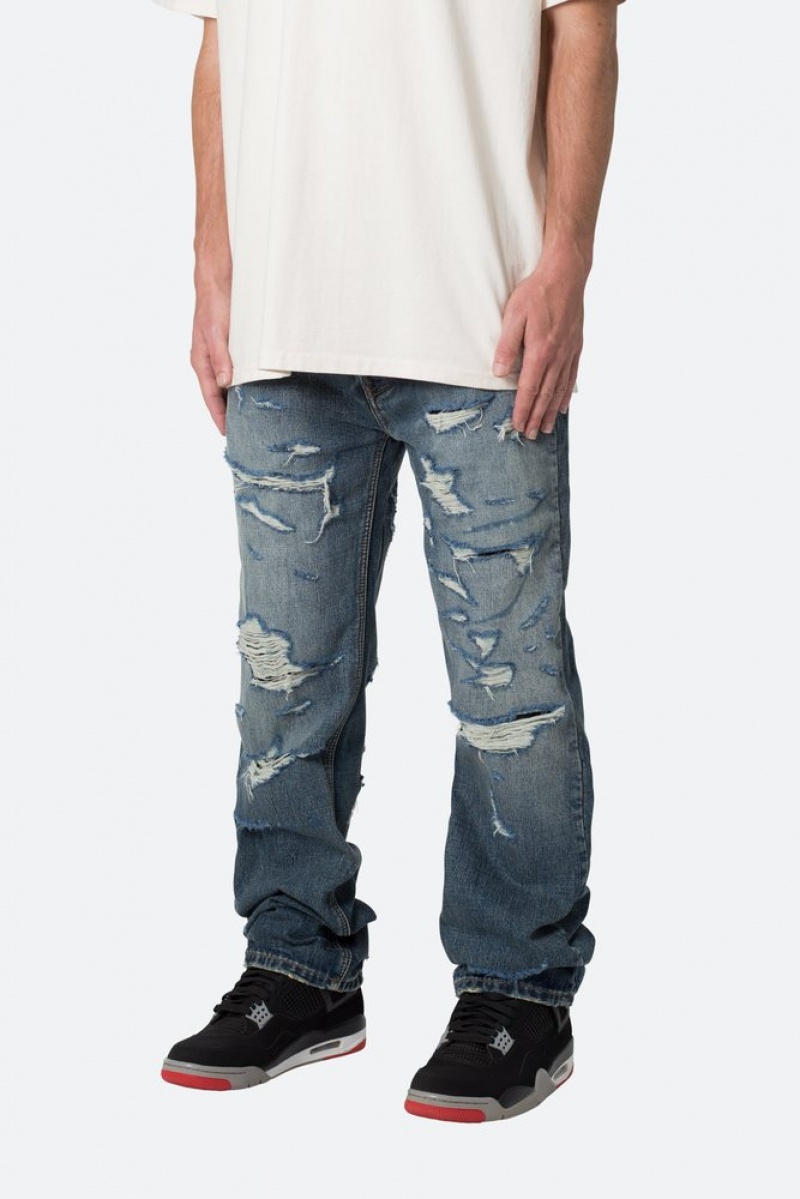 Baggy Denim Mnml V567 Baggy Destroyed Denim Bleu  | LJU-3199741