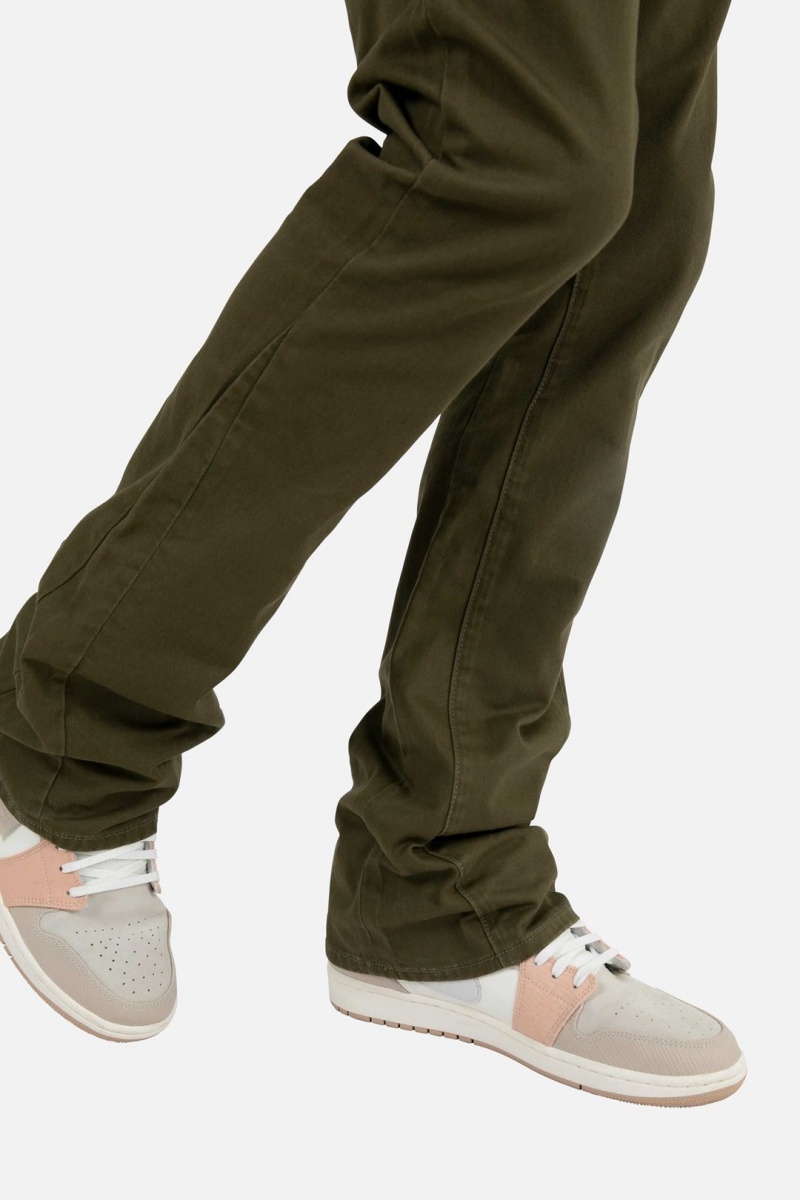 Flare Denim Mnml B472 Twill Flare Pants Vert Olive Homme | NRO-6997571