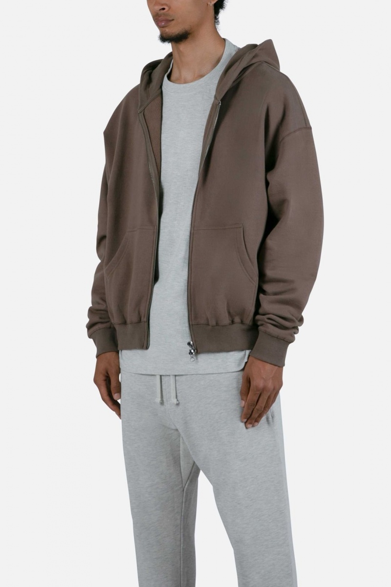 Sweats Mnml Basic Zip Up Hoodie Brindle  | ZLH-3884817