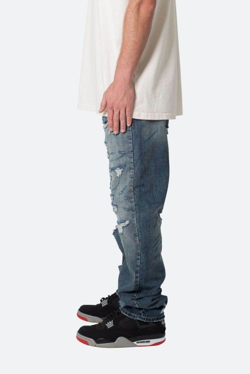 Baggy Denim Mnml V567 Baggy Destroyed Denim Bleu  | LJU-3199741