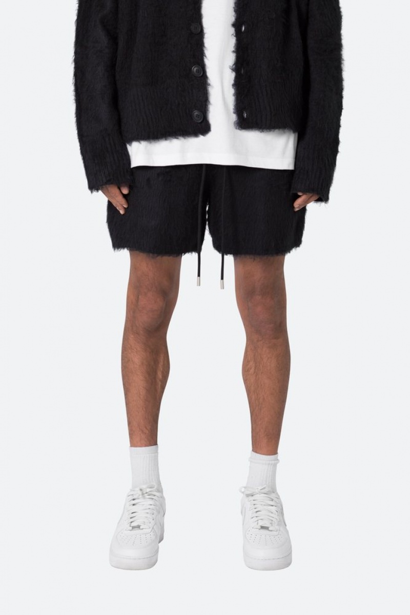 Short Mnml Fuzzy Sweatshorts Noir  | WRF-2965690