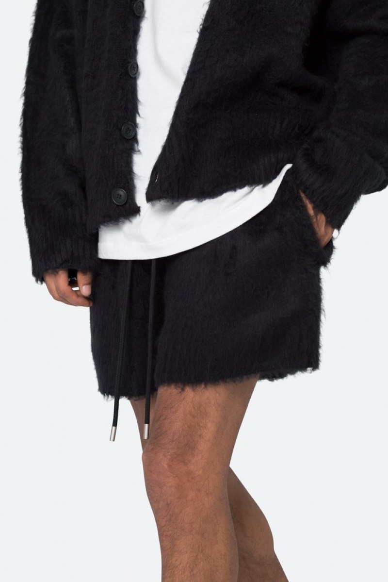 Short Mnml Fuzzy Sweatshorts Noir  | WRF-2965690