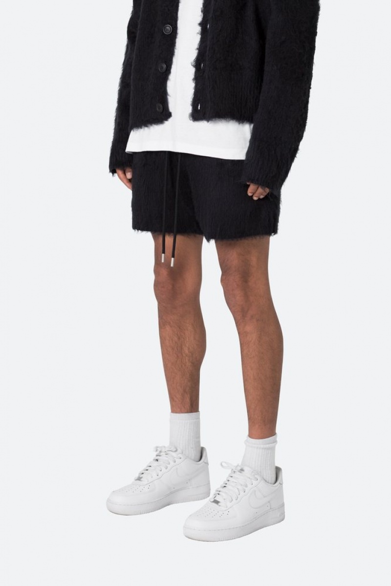 Short Mnml Fuzzy Sweatshorts Noir  | WRF-2965690