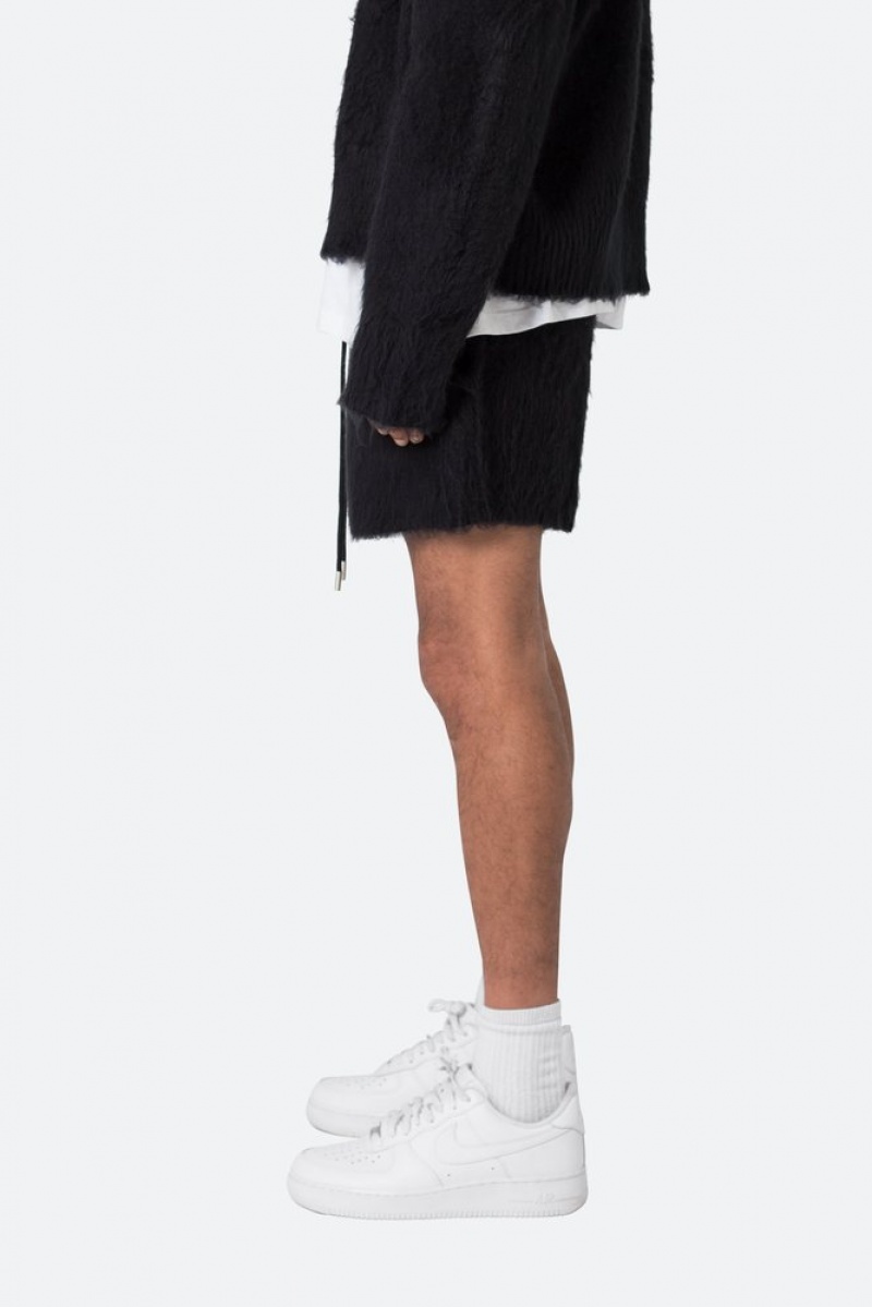 Short Mnml Fuzzy Sweatshorts Noir  | WRF-2965690