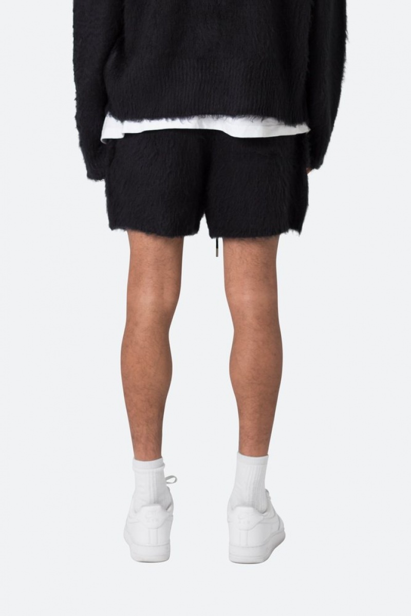 Short Mnml Fuzzy Sweatshorts Noir  | WRF-2965690