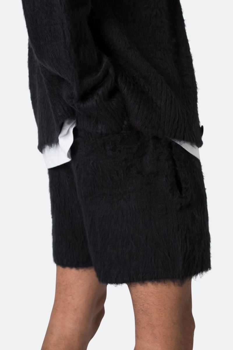 Short Mnml Fuzzy Sweatshorts Noir  | WRF-2965690