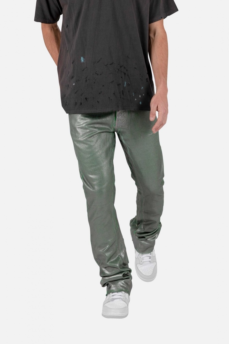 Flare Denim Mnml B427 Metallic Flare Denim Vert Homme | LBS-7918903