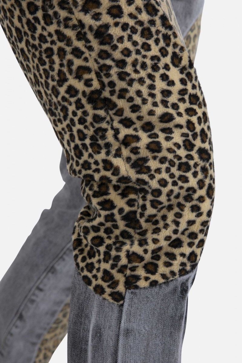 Straight Denim Mnml D422 Leopard Droit Denim Black/Brown Homme | IBY-3646277