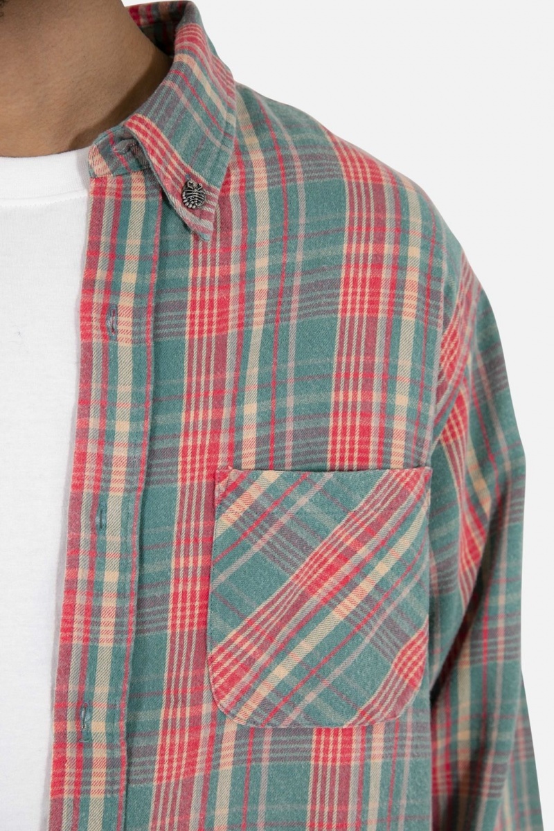 Chemises Mnml Scorpion Vintage Flannel Red/Blue Homme | QRV-4434419