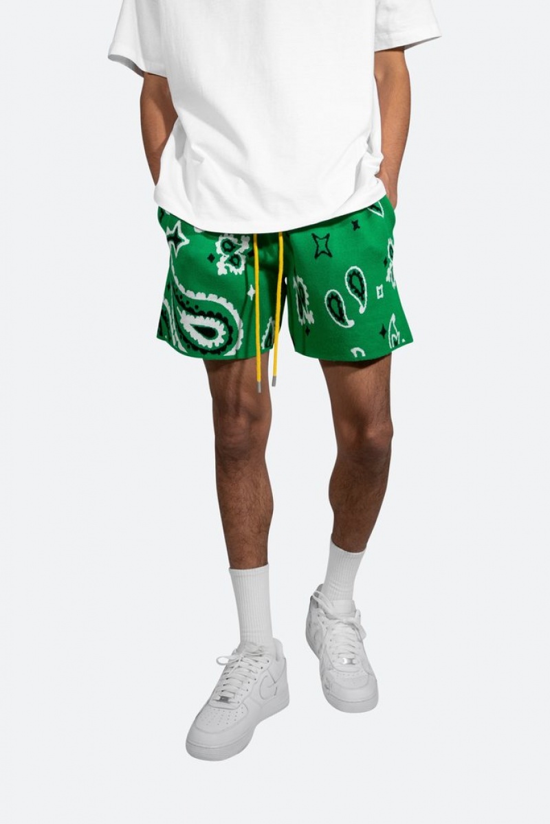 Short Mnml Paisley Knit Shorts Vert Homme | DOU-5172957