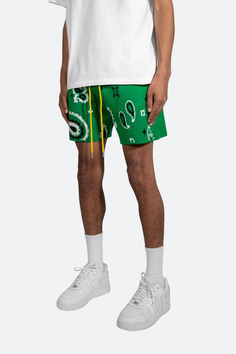 Short Mnml Paisley Knit Shorts Vert Homme | DOU-5172957