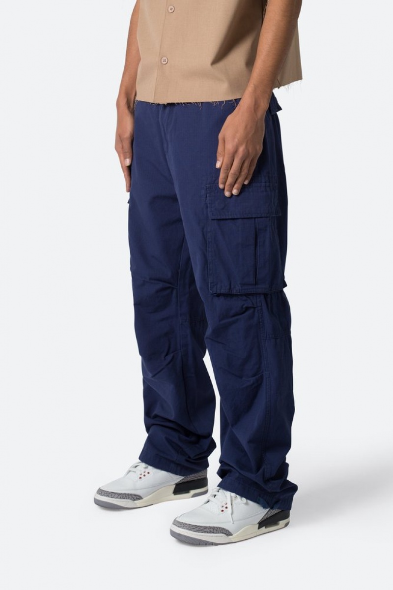 Cargos Mnml Ultra Baggy Vintage Cargo Pants Bleu Marine  | JHY-0815693