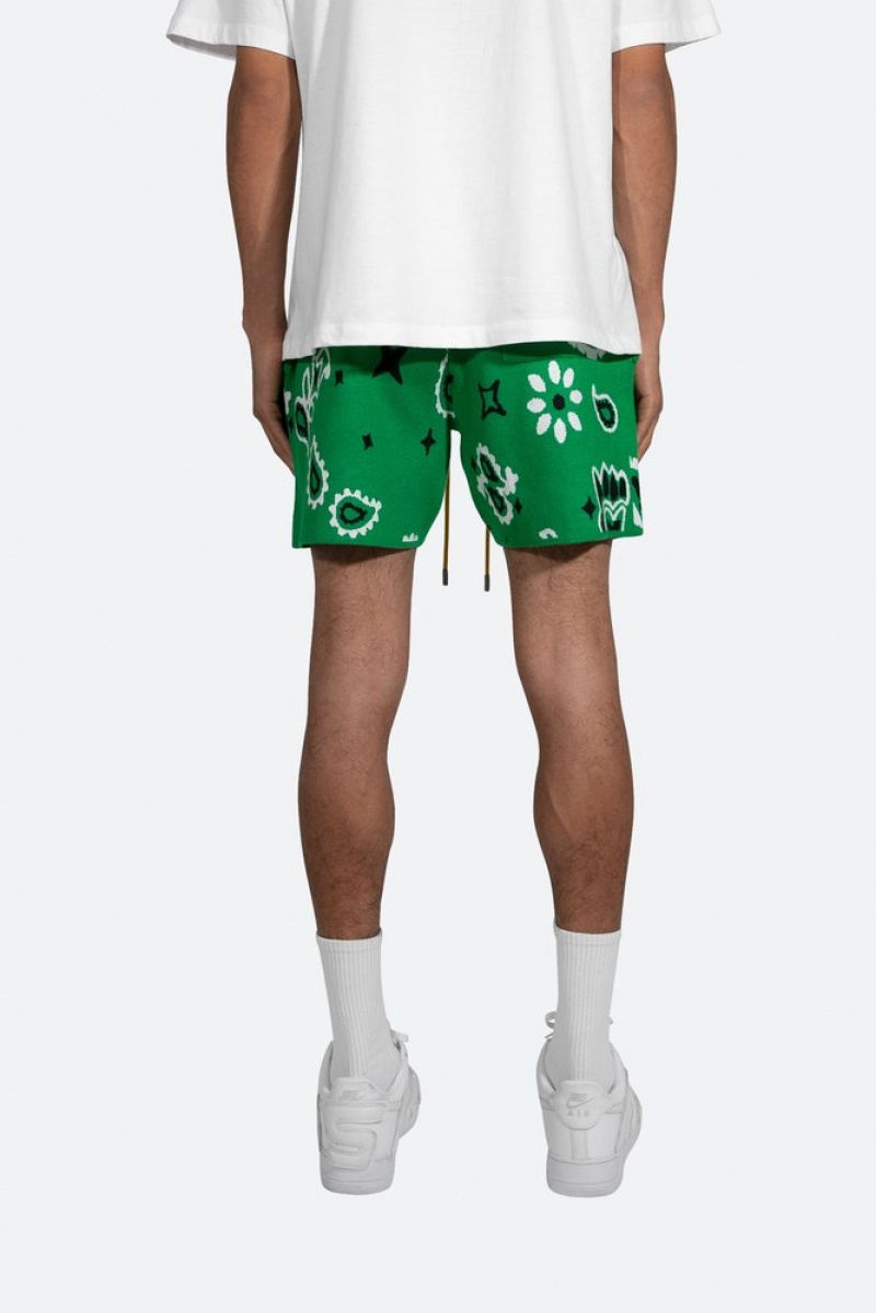 Short Mnml Paisley Knit Shorts Vert Homme | DOU-5172957