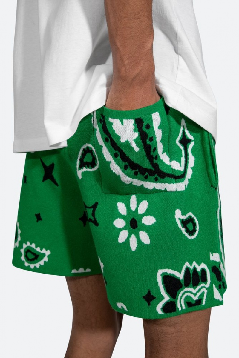 Short Mnml Paisley Knit Shorts Vert Homme | DOU-5172957