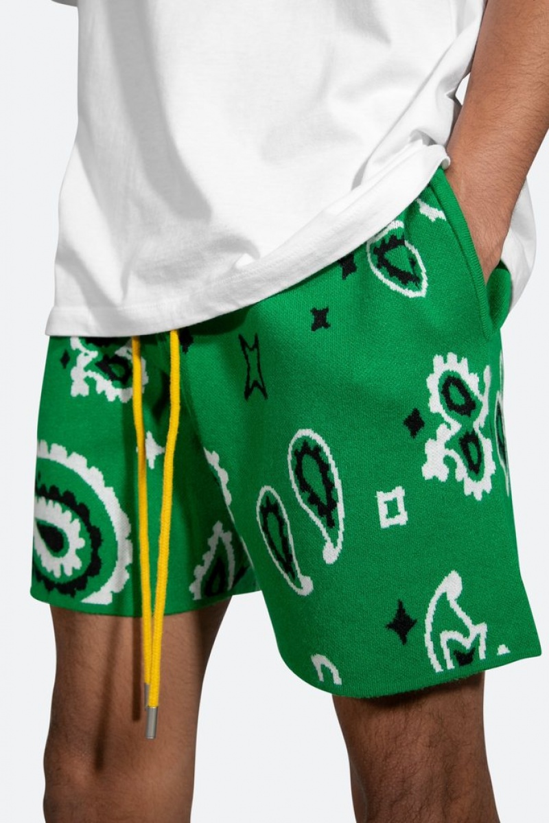 Short Mnml Paisley Knit Shorts Vert Homme | DOU-5172957