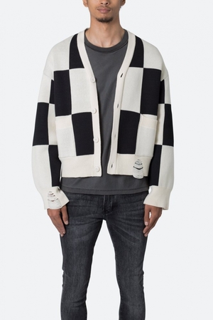 Sweats Mnml Checkered Cardigan Black/White  | UBJ-9365633